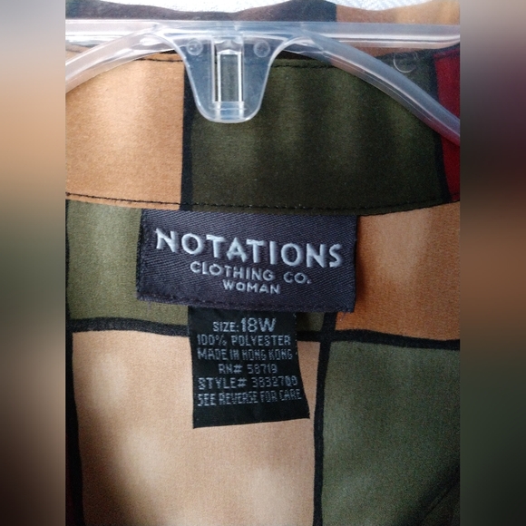 Pretty Notations Woman Blouse Shirt Multicolor Windowpane Check Print 18W - Picture 3 of 4